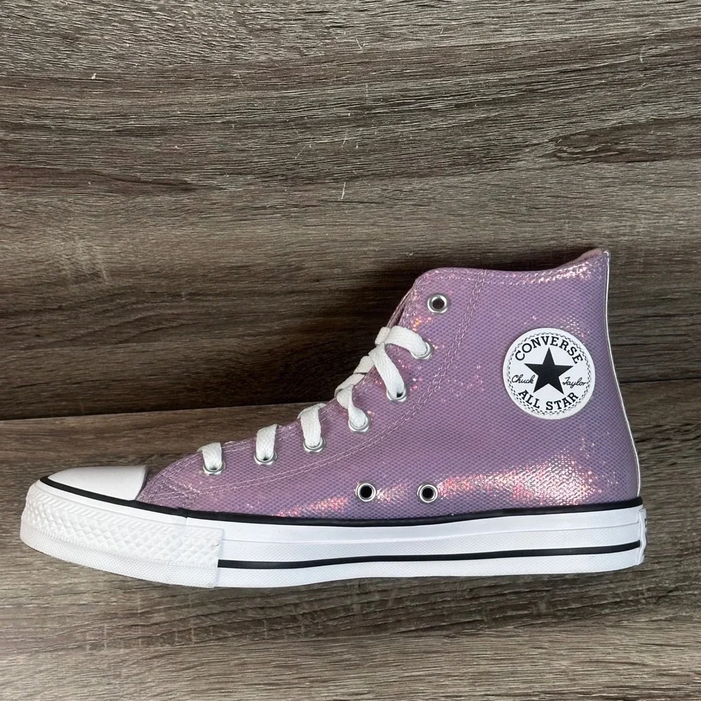 Converse Chuck Taylor All Star Sneakers Kids 6 Altitude Lilac Glitter High NEW